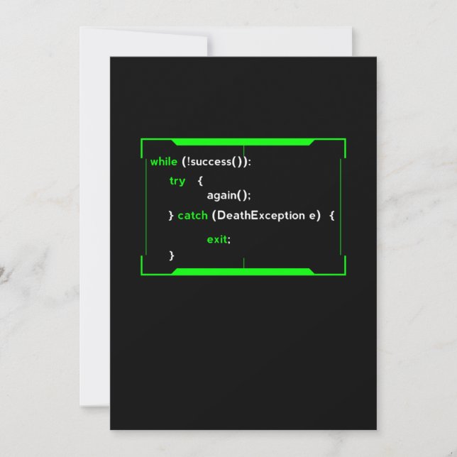 HTML Java Coding Coder Programmer Developer Gift Invitation (Front)