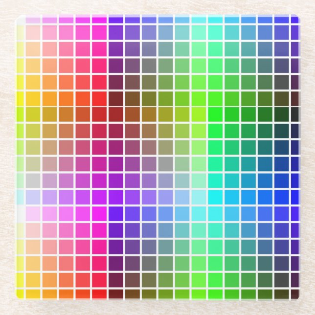 HTML Websafe Colours Glass Coaster (Front)