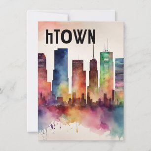 HTOWN HOUSTON TEXAS WATERCOLOR