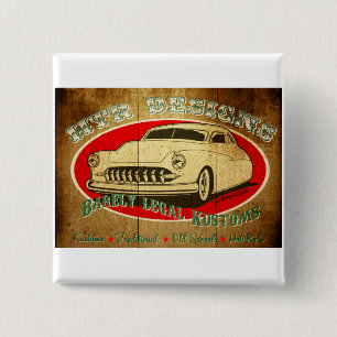 HTR Designs Barely Legal Kustoms Garage 15 Cm Square Badge