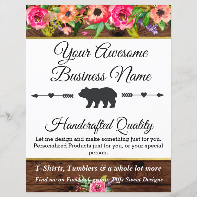 HTV and Vinyl Craft Business Flyer (Front)