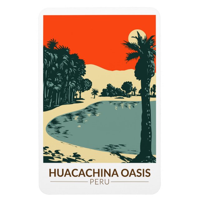 Huacachina Peru Travel Art Vintage Magnet (Vertical)