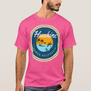 Huahine Vintage Retro Island Beach Palm Trees Cari T-Shirt