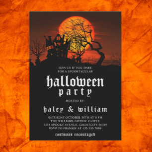Huanted House Moon Spooktacular Halloween Party Invitation