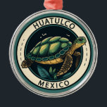 Huatulco Mexico Turtle Badge Metal Tree Decoration<br><div class="desc">Huatulco vector art design. It’s known for sprawling pre-Hispanic ruins in nearby Parque Eco-Arqueológico Copalita,  including a ceremonial centre with a large stone temple and a ball court.</div>