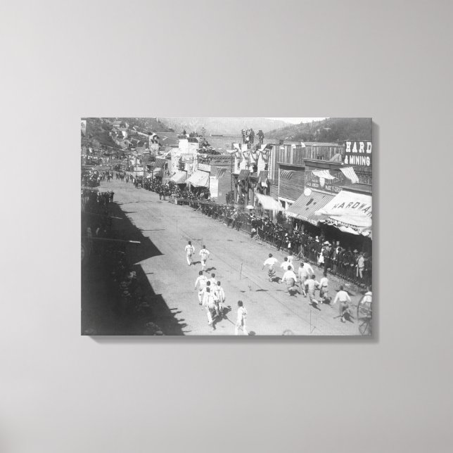 Hub-and-Hub Hose Team Race Photograph Canvas Print (Front)