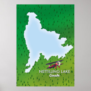 Hubbard lake Northern Michigan lake map Poster