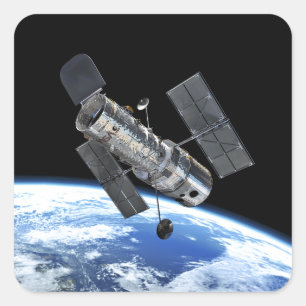 Hubble Space Telescope In Earth Orbit NASA Photo Square Sticker