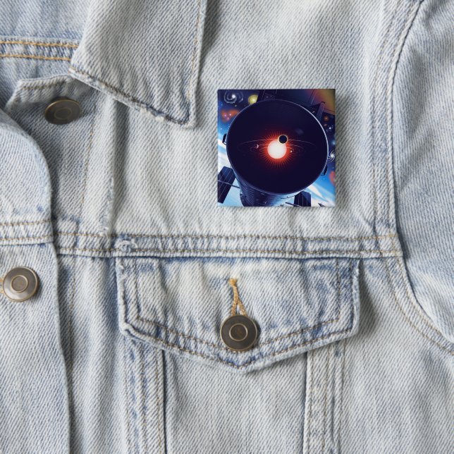 Hubble Space Telescope Poster. 15 Cm Square Badge (In Situ)