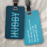 Hubby Blue Monogram Honeymoon Luggage Tag<br><div class="desc">Liven up your luggage with this personalised design that's perfect for travellers</div>