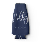 Hubby Calligraphy Navy Blue Name & Monogram