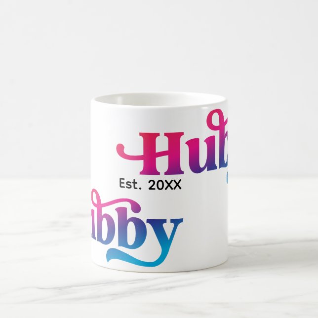 Hubby Couple Wedding Anniversary Custom Colourful Coffee Mug (Center)