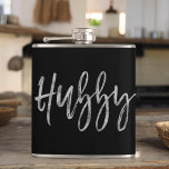 Hubby Flask with Silver Foil Typography<br><div class="desc">Hubby Black Flask with Silver Foil Typography. The Hubby flask  make a perfect wedding or honeymoon gift for the groom and matches the wifey flask for the wife.</div>