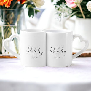 Hubby Gay Wedding Personalised Established Year Coffee Mug Set