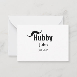 Hubby husband add name date year moustache simple  card