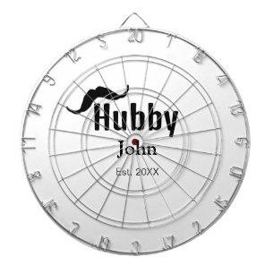 Hubby husband add name date year moustache simple  dartboard