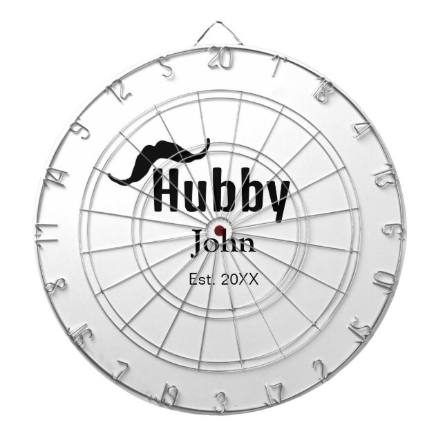 Hubby husband add name date year moustache simple  dartboard (Front)
