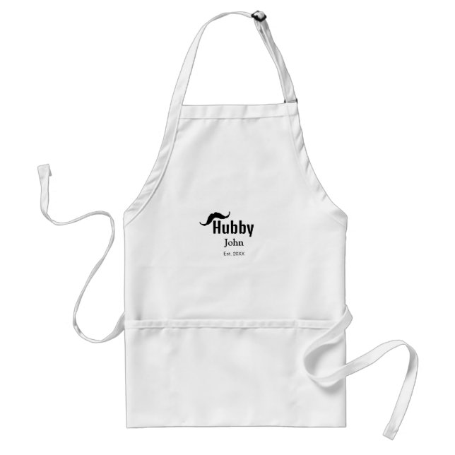 Hubby husband add name date year moustache simple  standard apron (Front)