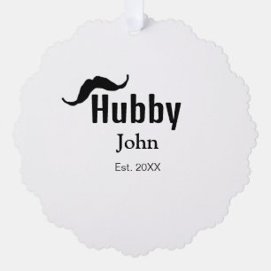 Hubby husband add name date year moustache simple tree decoration card