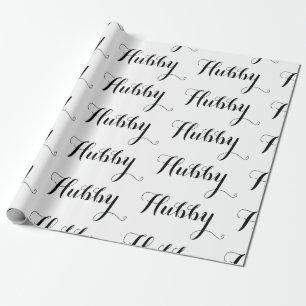 Hubby husband wedding black script newlywed wrapping paper