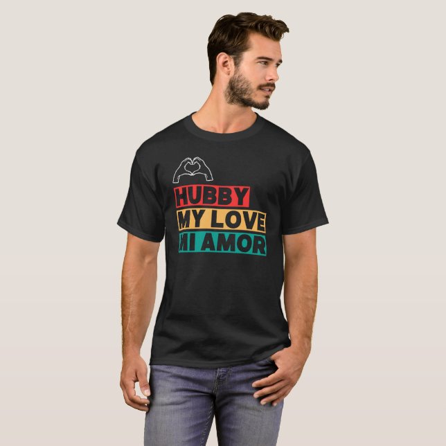 Hubby Modern Honeymoon White Script Black Men's T-Shirt (Front Full)