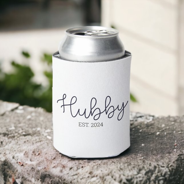 Hubby Modern Typography Husband Mr Wedding His Can Cooler (Creator Uploaded)