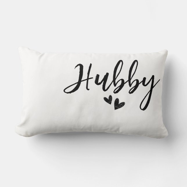 Hubby, Personalised minimalist wedding pillow  (Front)