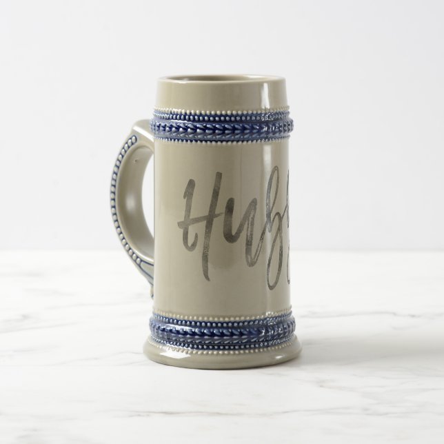 Hubby Silver Foil Wedding Day Coffee Cup Stein (Front Left)