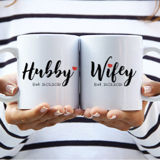 Hubby & Wifey Couple Mug (Personalise Wifey)