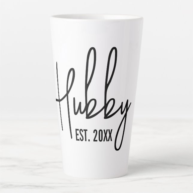 Hubby & Wifey custom established year latte mug (Front)