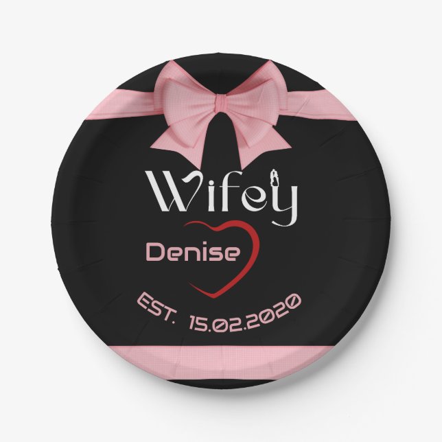 Hubby Wifey matching wedding Anniversary party Paper Plate (Front)