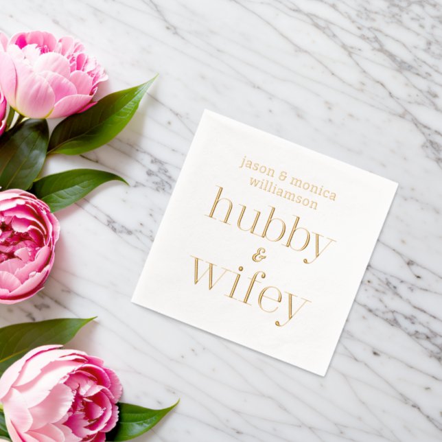Hubby Wifey Monogrammed Wedding Foil Napkins (Insitu (Wedding))