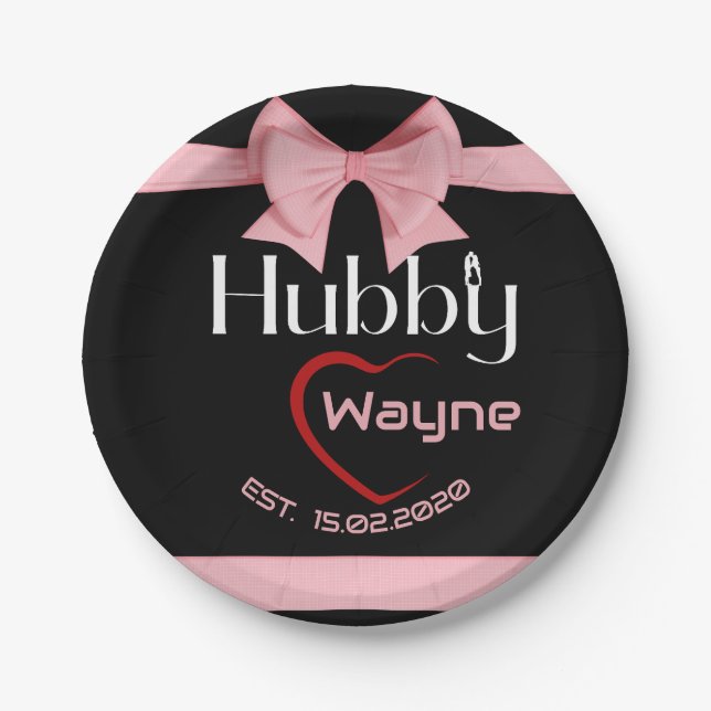 Hubby Wifey Wedding Anniversary party Paper Plate (Front)