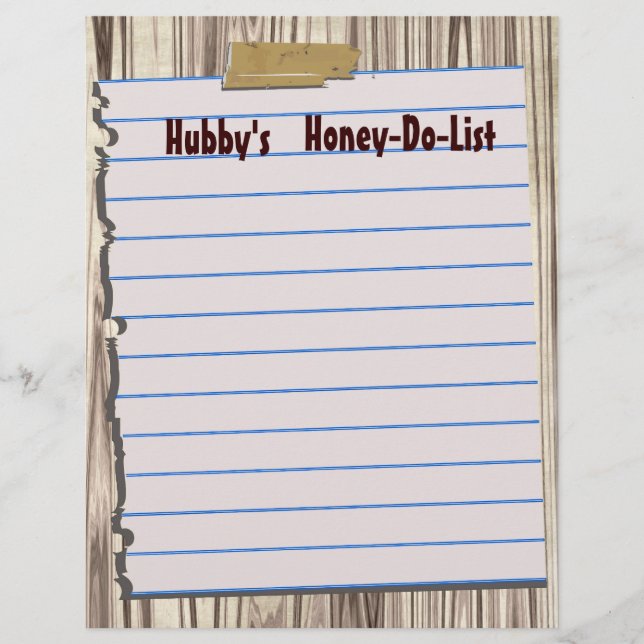 Hubby's Honey-Do-List Letterhead Stationery (Front)