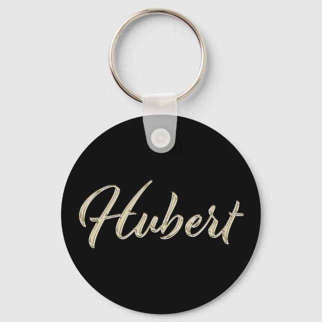 Hubert Name whitegold Button Schlüsselanhänger Key Ring (Front)