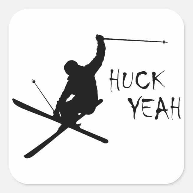 Huck Yeah (Skiing) Square Sticker (Front)