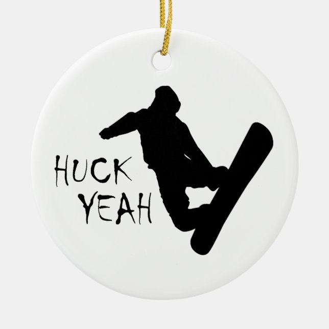 Huck Yeah (Snowboarding) Ceramic Tree Decoration (Front)