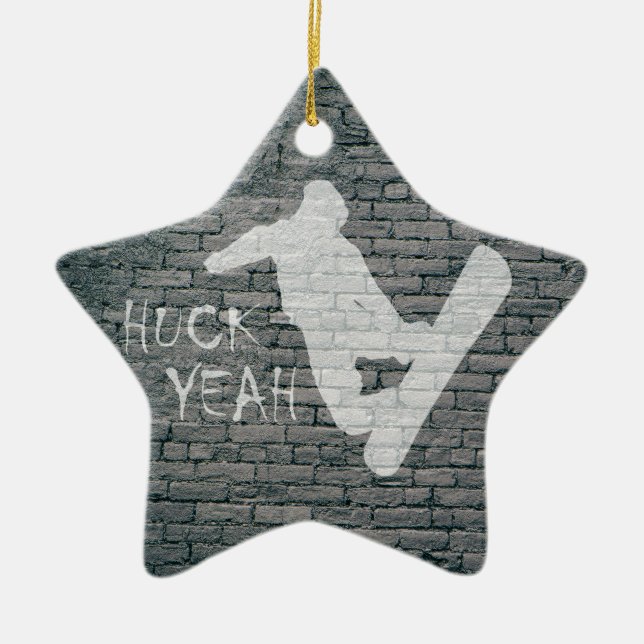 Huck Yeah (Snowboarding) Ceramic Tree Decoration (Front)