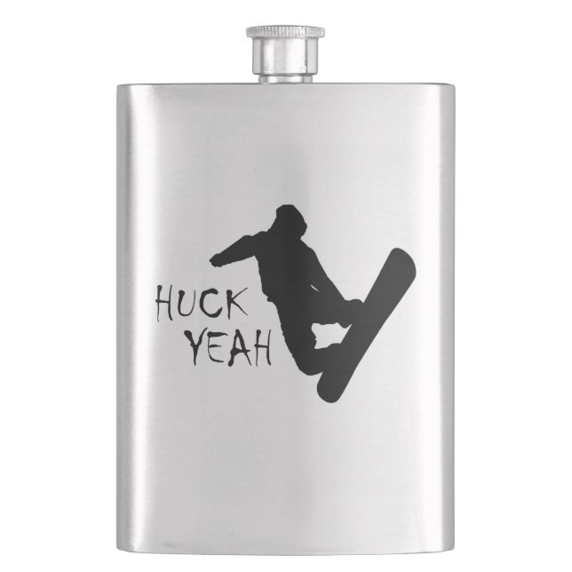 Huck Yeah (Snowboarding) Hip Flask (Front)