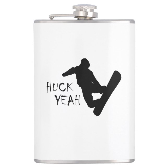 Huck Yeah (Snowboarding) Hip Flask (Front)