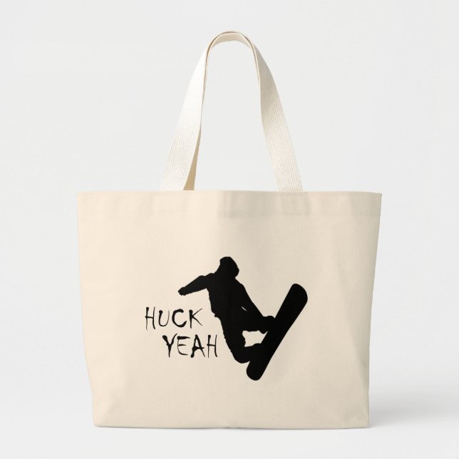 Huck Yeah (Snowboarding) Large Tote Bag (Front)
