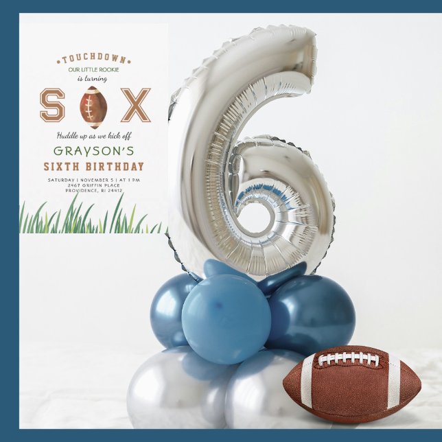 Huddle Up Football 6th Birthday Party Invitation (Creator Uploaded)