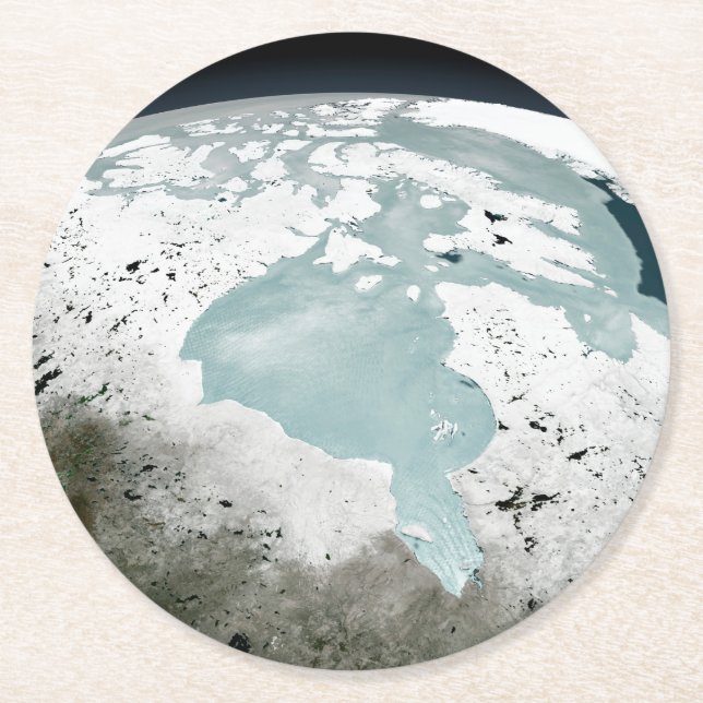 Hudson Bay Sea Ice On April 29, 2006. Round Paper Coaster (Front)