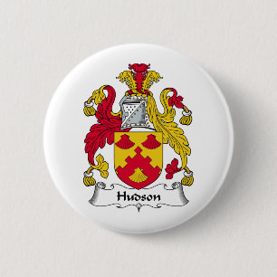 Hudson Family Crest 6 Cm Round Badge