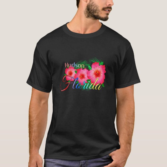 Hudson Florida Tropical Flowers Family Vacation T-Shirt (Front)