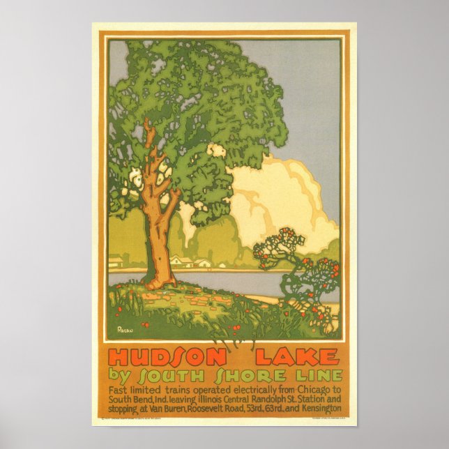 Hudson Lake- Vintage Travel Poster (Front)