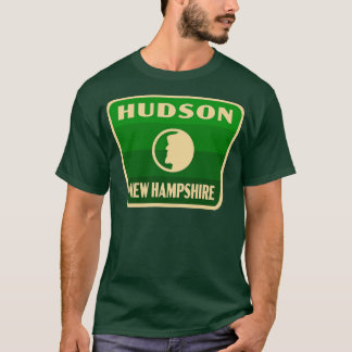Hudson New Hampshire Retro Badge Green T-Shirt