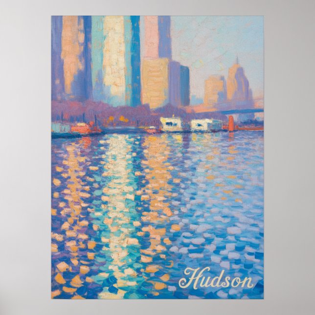 Hudson River Impasto Impression Poster (Front)