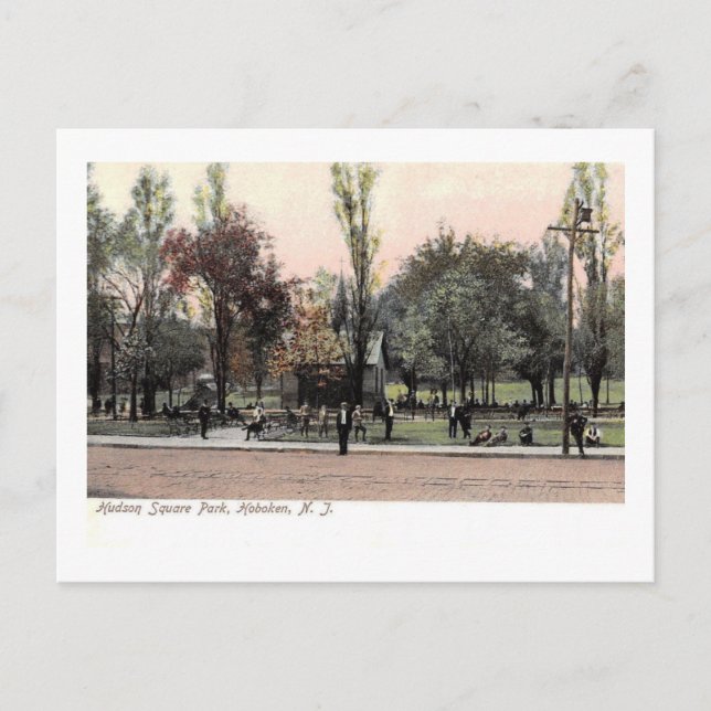 Hudson Square Park, Hoboken, NJ Vintage Postcard (Front)
