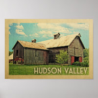 Hudson Valley Barn Vintage Travel Poster